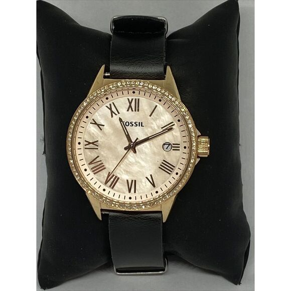 Fossil Blythe BQ3210 Women's Black Leather Analog Dial Quartz Wrist Watch LB301 - Picture 1 of 12